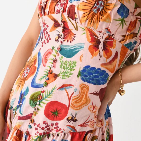 Farm Rio "Bright Farm" Maxi Floral Fruit Dress XL - NWT NEW With Tags - Picture 2 of 5